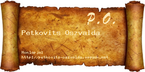 Petkovits Oszvalda névjegykártya